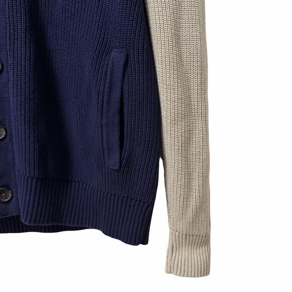 Brooks Brothers Mens Colorblock Shawl Button Front Cardigan Size M Navy Classic - Picture 5 of 8